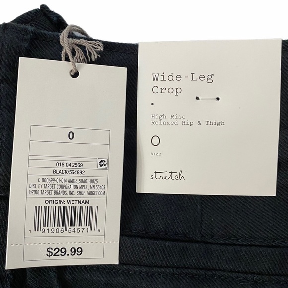 A New Day High Rise Cropped Wide Leg Black Stretch Pocket Pants 0 - Picture 5 of 11